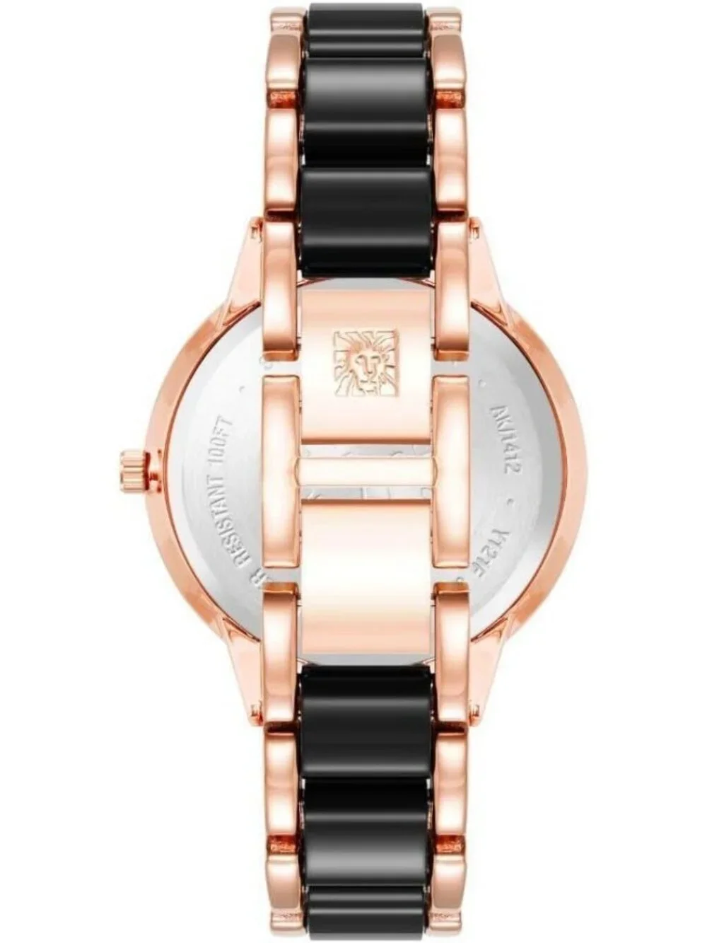 Anne Klein Women's Rose Gold Black Analog Quartz Resin Bracelet Luxury Watch